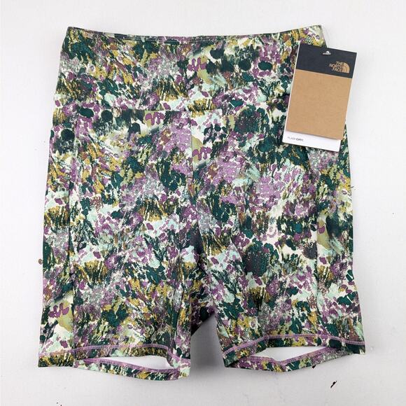 The North Face Never Stop Purple/Green Bike Shorts - Picture 1 of 5